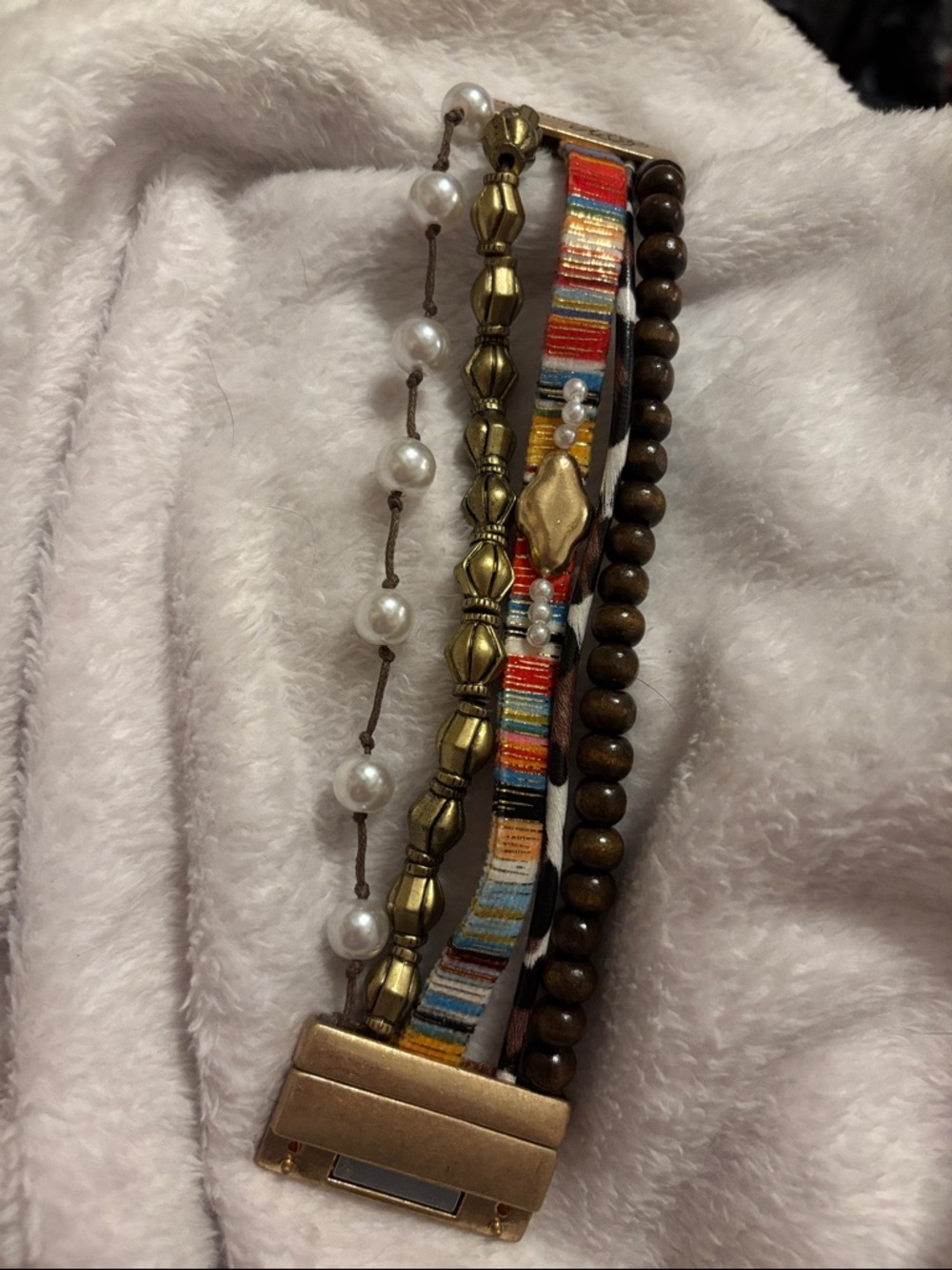 Plunder Multistrand Bracelet in Brown, Gold, White and Multicolor
